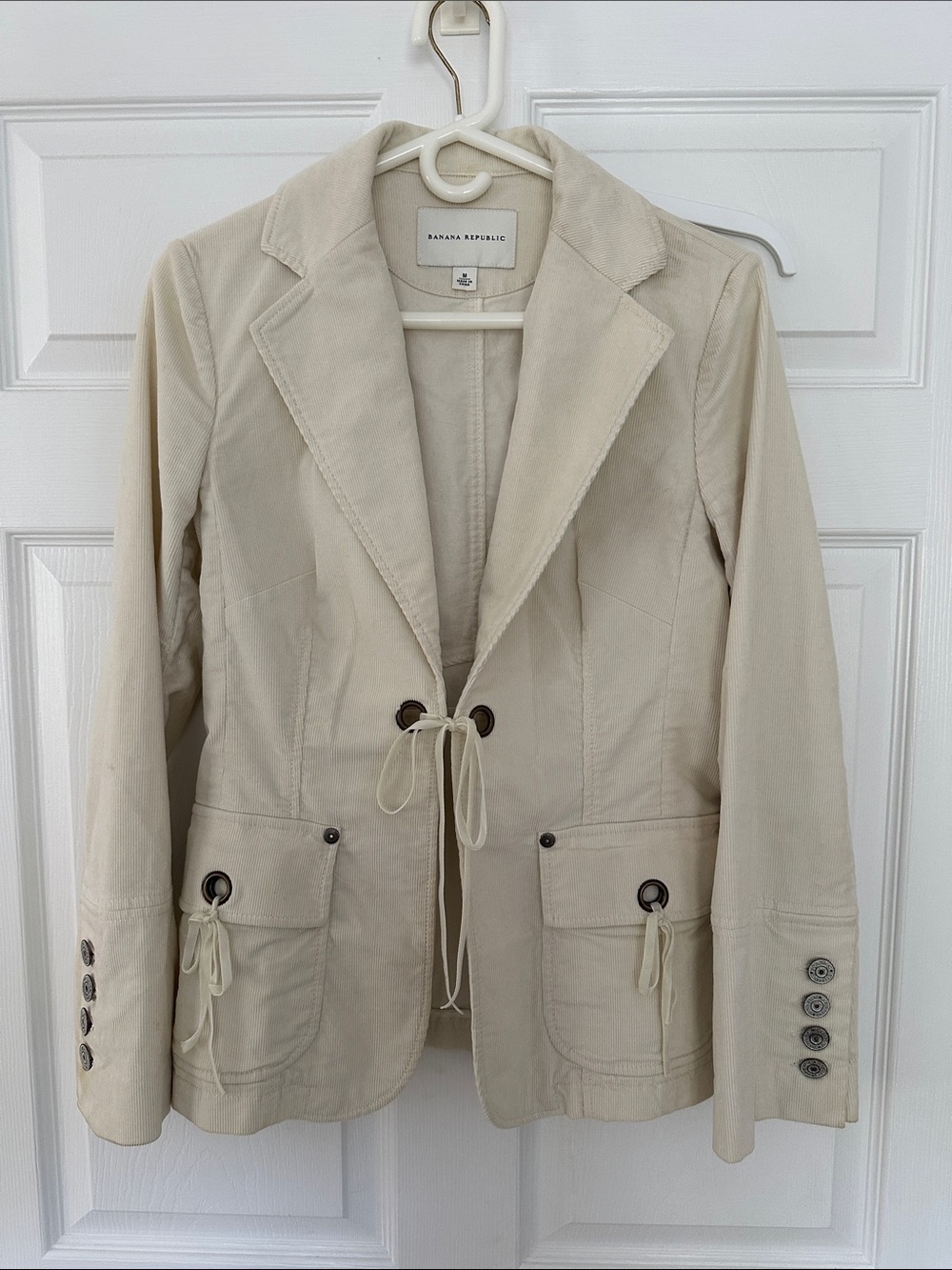 Banana Republic Women's Cream Tailored Drawstring Blazer